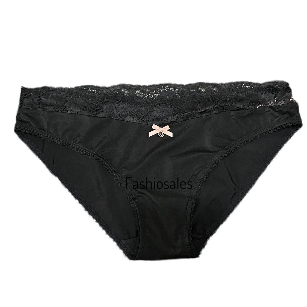Victorias Secret Body Supersoft Satiny Lace waist Bikini panty Black